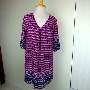 EVERLY: V neck jewel tone shift tunic dress S, EUC